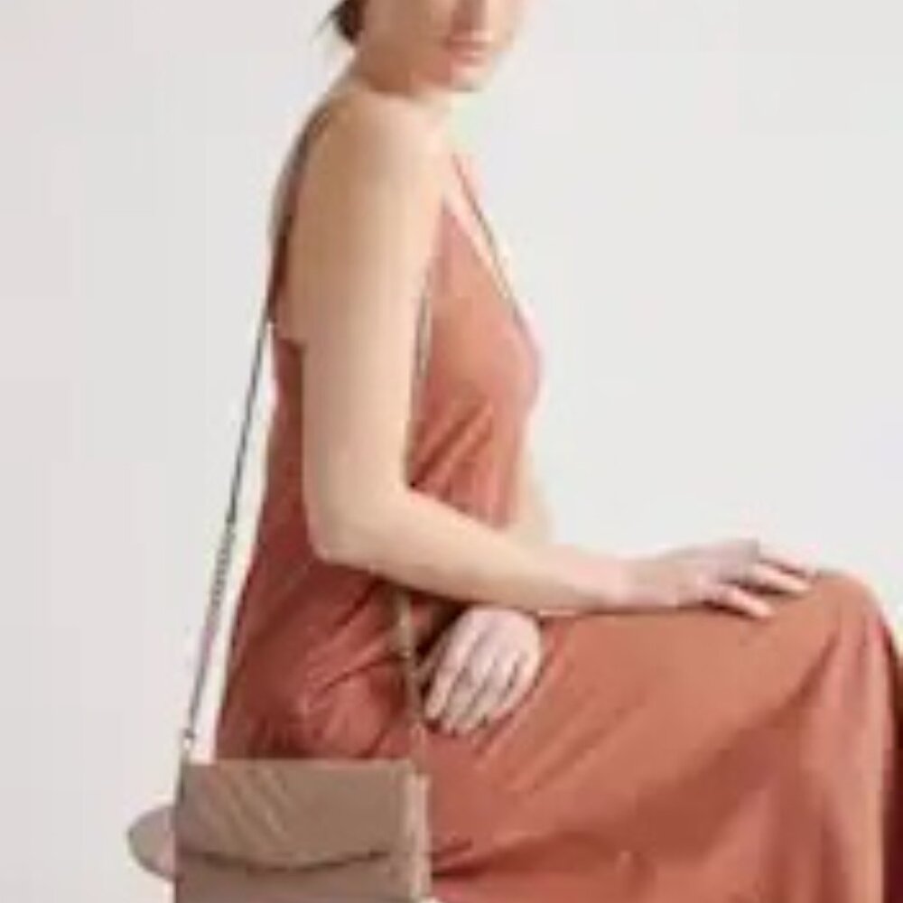 Italian Leather Quilted Wallet Crossbody, Quince, Dark Taupe - Picture 2 of 8